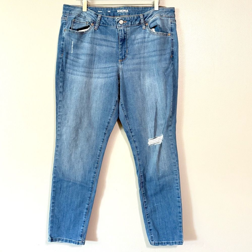 Sonoma Women's Size 18R Skinny denim distressed Jeans